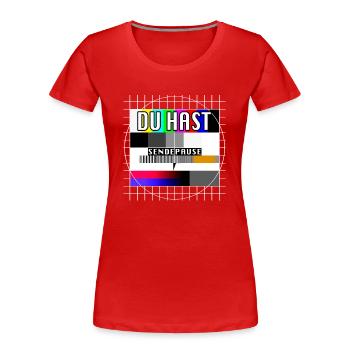 Du Hast Sendepause Testbild 90er Party 80er Jahre - Frauen Premium Bio T-Shirt - Rot - Vorne - Mia (176cm)