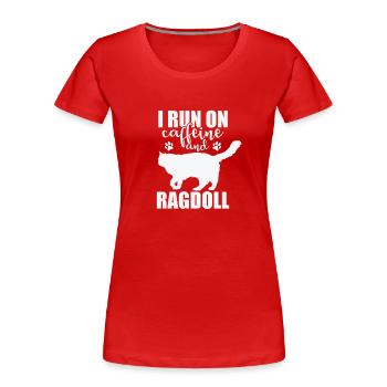 Je cours avec de la caféine et du chiffonnier chat domestique - T-shirt bio Premium Femme - rouge - Devant - Mia (176cm)