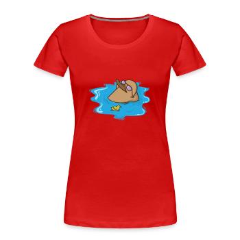 Schnabeltier liegt im Wasser und entspannt - Frauen Premium Bio T-Shirt - Rot - Vorne - Mia (176cm)
