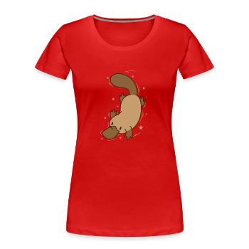 Schnabeltier beim Tauchen Australien - Frauen Premium Bio T-Shirt - Rot - Vorne - Mia (176cm)