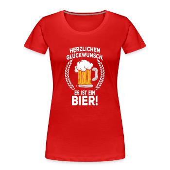 Bierbauch Schwangerschaft Vater Schwanger Bier - Frauen Premium Bio T-Shirt - Rot - Vorne - Mia (176cm)