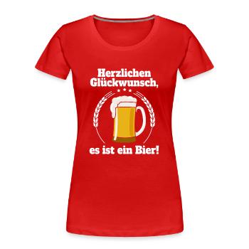 Bierbauch Schwangerschaft Vater Schwanger Bier - Frauen Premium Bio T-Shirt - Rot - Vorne - Mia (176cm)