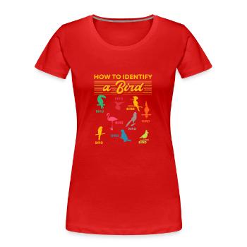 Comment identifier un oiseau d’observation - T-shirt bio Premium Femme - rouge - Devant - Mia (176cm)