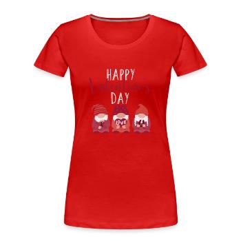 Joyeux Gnome de la Saint-Valentin Cher couple Gnome - T-shirt bio Premium Femme - rouge - Devant - Mia (176cm)