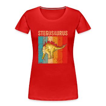 Stegosaurus Dinosaur Children Dino Gift - Women's Premium Organic T-Shirt - red - Front - Mia (176cm)