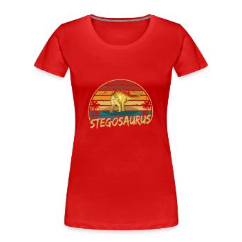 Stegosaurus Dinosaur Children Dino Gift - Women's Premium Organic T-Shirt - red - Front - Mia (176cm)