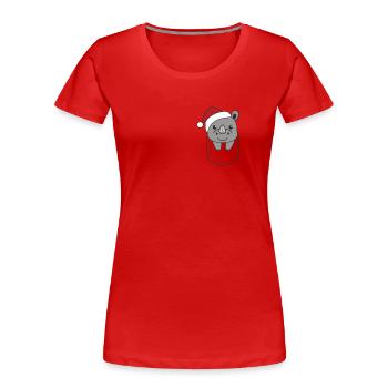 Fröhliche Weinachten süßes Nashorn in Brusttasche - Frauen Premium Bio T-Shirt - Rot - Vorne - Mia (176cm)