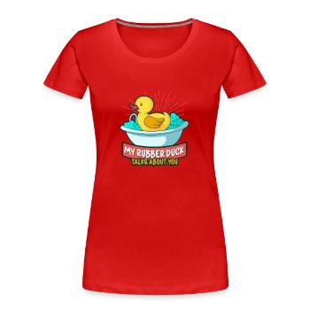 Canards en caoutchouc Canard Duck Lovers Salle de bain - T-shirt bio Premium Femme - rouge - Devant - Mia (176cm)