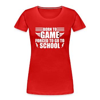 Tagesablauf eines Gamer Zocken Schlafen - Frauen Premium Bio T-Shirt - Rot - Vorne - Mia (176cm)