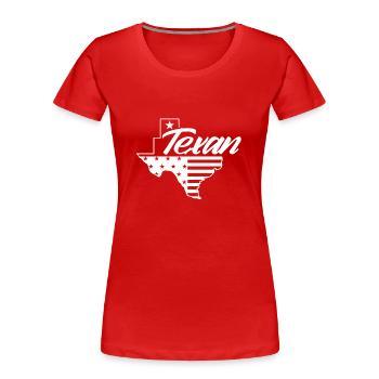 Texaner Texanisch Texas Stolz Sprüche - Frauen Premium Bio T-Shirt - Rot - Vorne - Mia (176cm)