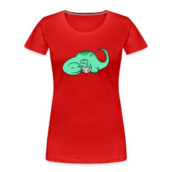 Dinosaurier mit Baby Dinosaurier - Frauen Premium Bio T-Shirt - Rot - Vorne - Mia (176cm)
