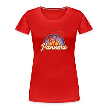 Panama Vintage Sunset Panamanian Palmen Wildness - Frauen Premium Bio T-Shirt - Rot - Vorne - Mia (176cm)