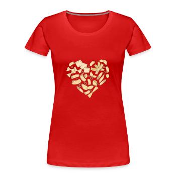 Pâtes coeur Pâtes Pâtes - T-shirt bio Premium Femme - rouge - Devant - Mia (176cm)