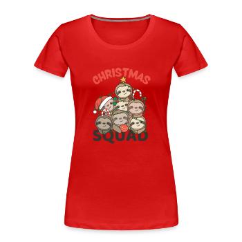 Paresseux Arbre de Noël Escouade de Noël Paresseux - T-shirt bio Premium Femme - rouge - Devant - Mia (176cm)