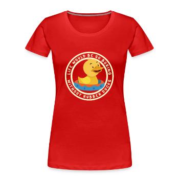 Canard en caoutchouc canard en caoutchouc amoureux de la salle de bain - T-shirt bio Premium Femme - rouge - Devant - Mia (176cm)