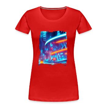 Cool Japanese World Japan Neon City - Frauen Premium Bio T-Shirt - Rot - Vorne - Mia (176cm)