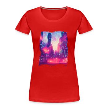 Cool Japanese World Japan Neon City - Frauen Premium Bio T-Shirt - Rot - Vorne - Mia (176cm)