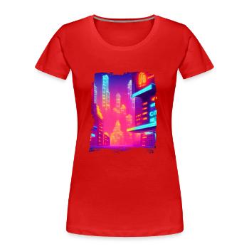 Cool Japanese World Japan Neon City - Frauen Premium Bio T-Shirt - Rot - Vorne - Mia (176cm)
