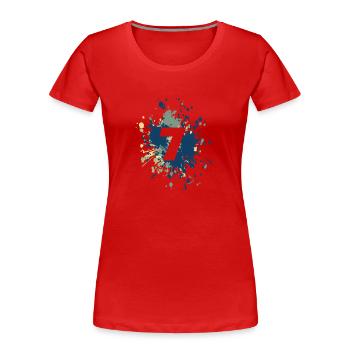 Splash couleur numéro 7 - T-shirt bio Premium Femme - rouge - Devant - Mia (176cm)