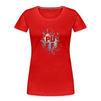 Geiler Puff Farbspritzer - Frauen Premium Bio T-Shirt - Rot - Vorne - Mia (176cm)