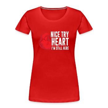 Beau cœur d’essai je suis toujours là - T-shirt bio Premium Femme - rouge - Devant - Mia (176cm)