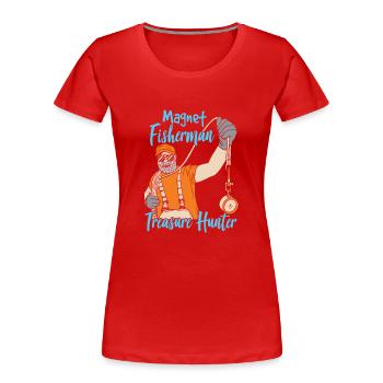 Magnetfischer Schatzsucher Magnet Magnetfischen - Frauen Premium Bio T-Shirt - Rot - Vorne - Mia (176cm)