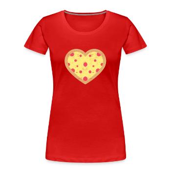 Pepperoni Pizza Herz Valentinstag Italienisch Esse - Frauen Premium Bio T-Shirt - Rot - Vorne - Mia (176cm)