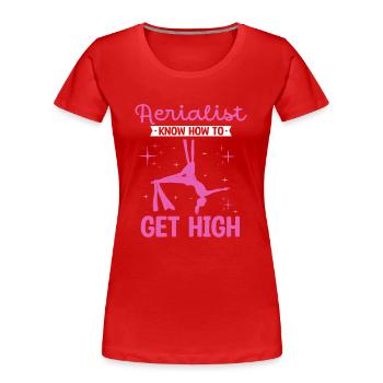 Gagnant de l’air. Soie aérienne - T-shirt bio Premium Femme - rouge - Devant - Mia (176cm)