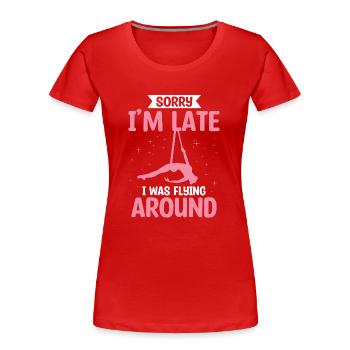 Gagnant de l’air. Soie aérienne - T-shirt bio Premium Femme - rouge - Devant - Mia (176cm)