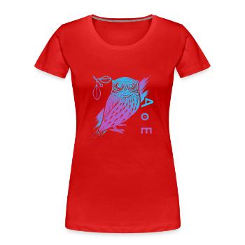 Eule Der Athene, Griechische Mythologie - Frauen Premium Bio T-Shirt - Rot - Vorne - Mia (176cm)