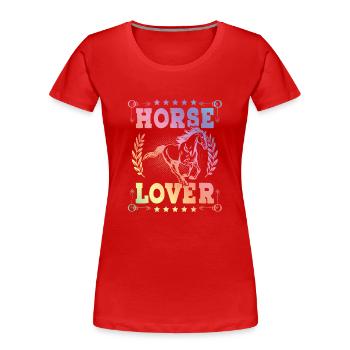 Horse Lover - Frauen Premium Bio T-Shirt - Rot - Vorne - Mia (176cm)