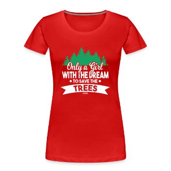 Wald Abenteuer Berge Bäume Naturschutz - Frauen Premium Bio T-Shirt - Rot - Vorne - Mia (176cm)