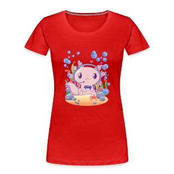 Axolotl gambles underwater - Women's Premium Organic T-Shirt - red - Front - Mia (176cm)