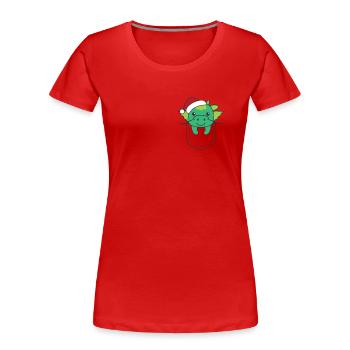 Fröhliche Weinachten süßer Drache in Brusttasche - Frauen Premium Bio T-Shirt - Rot - Vorne - Mia (176cm)
