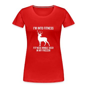 Je suis dans le fitness fit’ness cerf entier dans mon congélateur - T-shirt bio Premium Femme - rouge - Devant - Mia (176cm)