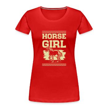 Fille à cheval - T-shirt bio Premium Femme - rouge - Devant - Mia (176cm)