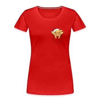 Fröhliche Weinachten süßer Drache in Brusttasche - Frauen Premium Bio T-Shirt - Rot - Vorne - Mia (176cm)