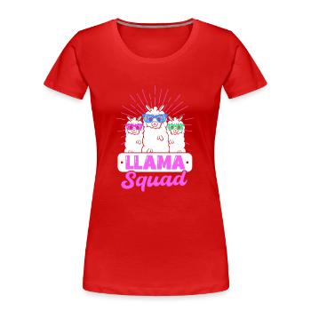 Llama Squad - Frauen Premium Bio T-Shirt - Rot - Vorne - Mia (176cm)