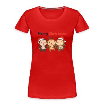 Affe Weihnachts Tiere Affen Merry Christmas - Frauen Premium Bio T-Shirt - Rot - Vorne - Mia (176cm)