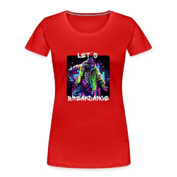 Mann tanzt Breakdance auf der Straße in - Frauen Premium Bio T-Shirt - Rot - Vorne - Mia (176cm)