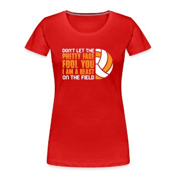 Volleyball Volley Aufschlag Volleyballspieler - Frauen Premium Bio T-Shirt - Rot - Vorne - Mia (176cm)