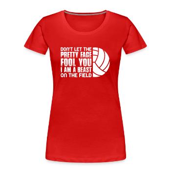 Volleyball Volley Aufschlag Volleyballspieler - Frauen Premium Bio T-Shirt - Rot - Vorne - Mia (176cm)
