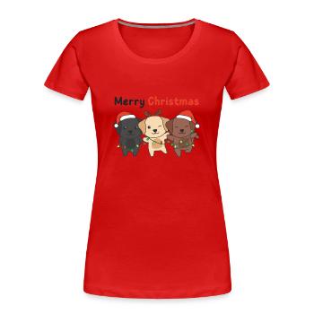 Labrador Joyeux Noël mignons chiens - T-shirt bio Premium Femme - rouge - Devant - Mia (176cm)