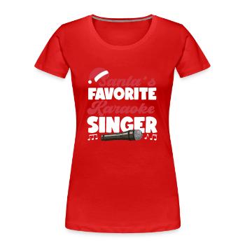 Karaoke Singer Christmas Santa's - Frauen Premium Bio T-Shirt - Rot - Vorne - Mia (176cm)