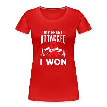 Mein Herz Hat Angegriffen Und Ich Habe Gewonnen - Frauen Premium Bio T-Shirt - Rot - Vorne - Mia (176cm)