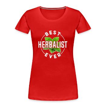Meilleur spécialiste des herbes Jamais Herbes - T-shirt bio Premium Femme - rouge - Devant - Mia (176cm)