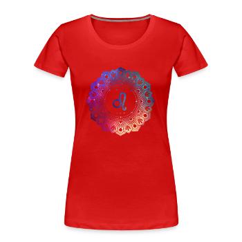 Löwe Sternzeichen Symbol Mandala - Frauen Premium Bio T-Shirt - Rot - Vorne - Mia (176cm)