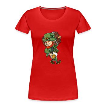 Grüner Kobold - Frauen Premium Bio T-Shirt - Rot - Vorne - Mia (176cm)