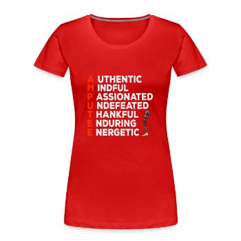 Leg surgery wheelchair lost leg - Women's Premium Organic T-Shirt - red - Front - Mia (176cm)