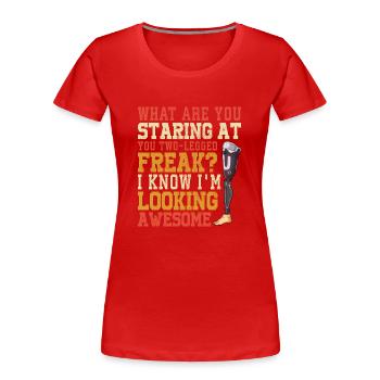 Leg surgery wheelchair lost leg - Women's Premium Organic T-Shirt - red - Front - Mia (176cm)